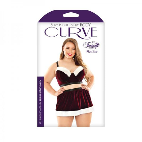 All The Jingle Ladies Costume Set; Long Line Bra, Garter Skirt, And Pant